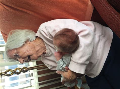 my 93yr old great grandma holding her great great grandson for the first time aww