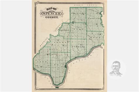 Vintage Spencer County In Map 1876 Old Indiana Map Etsy