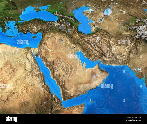 Physical Map Of Middle East Geography Of Arabian Peninsula Detailed Flat View Of The Planet