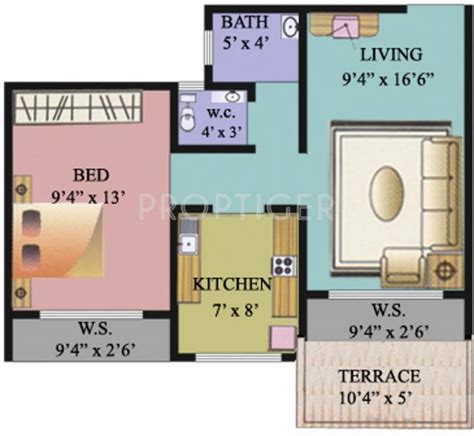 660 Sq Ft 1 Bhk Floor Plan Image Space India Builders And Developers