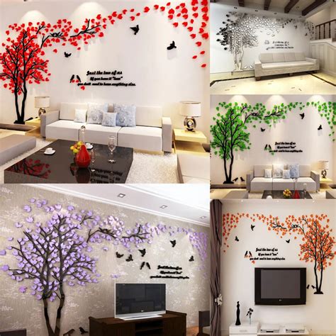 200x100cm Wall Stickers Couple Trees Acrylic 3d Self Adhesive Creative