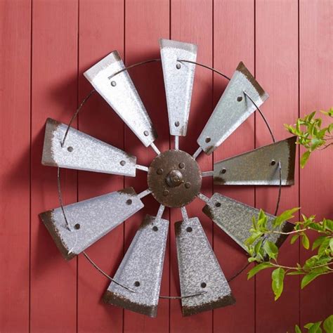 Official Shop Farmhouse Metal Galvanized Windmill Wall Decor At Glitzhome