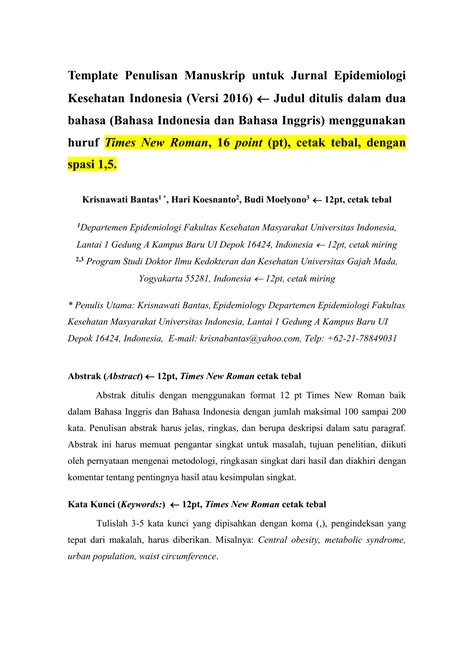 Jurnal Kesehatan Dalam Bentuk Bahasa Inggris Seputar Bentuk - Riset