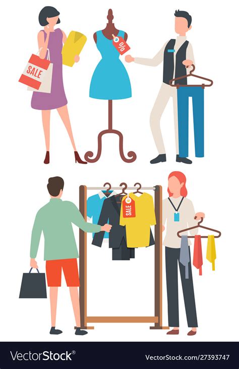 Choosing Clothes People Shopping Retail Royalty Free Vector