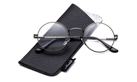 quality unisex retro round reading glasses spring hinge stainless steel frame metal round