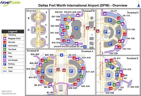 Mapa do aeroporto de Dallas terminais e portões do aeroporto de Dallas