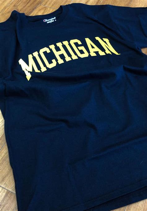 Champion Michigan Wolverines Navy Blue Arch Short Sleeve T Shirt 14750839