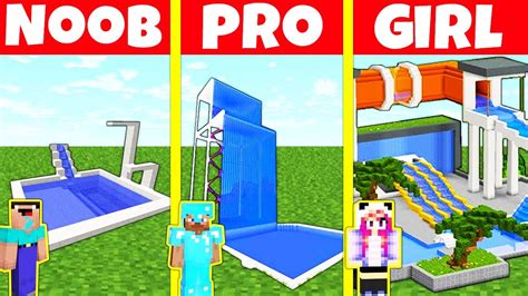 Minecraft Battle Noob Vs Pro Vs Girl Pool House Build Challenge