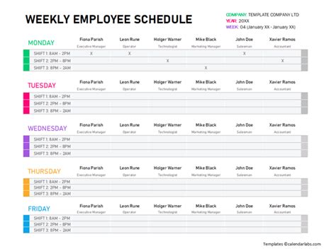 Excel Shift Schedule Template