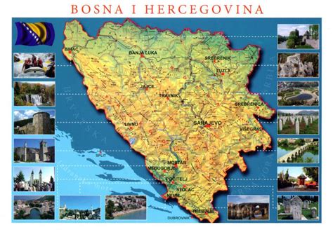 Detailed Tourist Map Of Bosnia And Herzegovina Bosnia And Herzegovina
