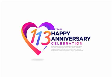 Premium Vector 113 Years Anniversary With Love Shape Icon Logo Design