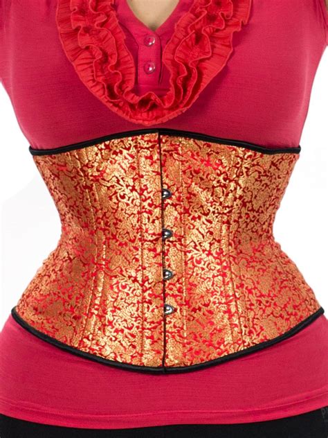 Red And Gold Brocade Corset Orchardcorset Com Corsets