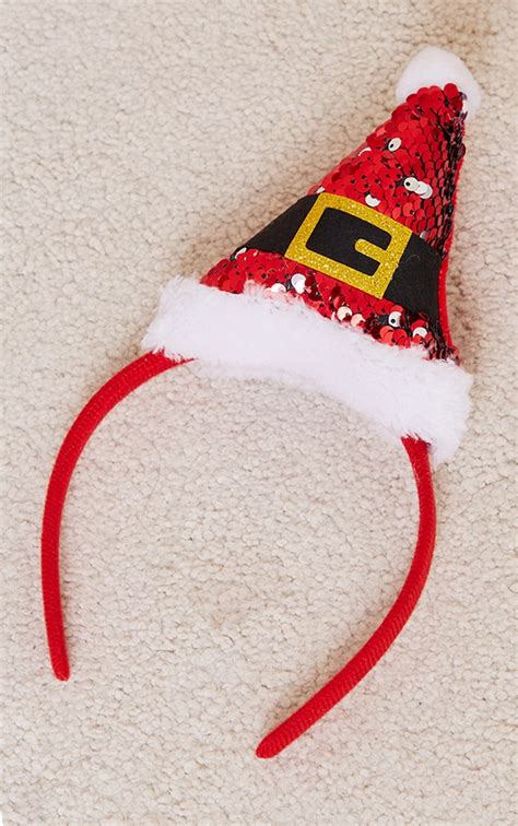 red sequin santa hat headband accessories prettylittlething aus