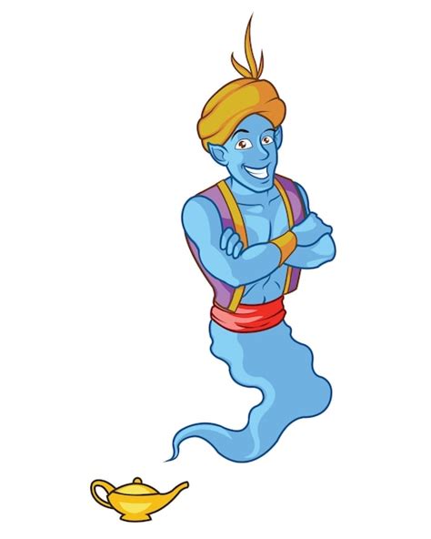 Blue Genie Coming Out Of The Lamp Vector Premium Download