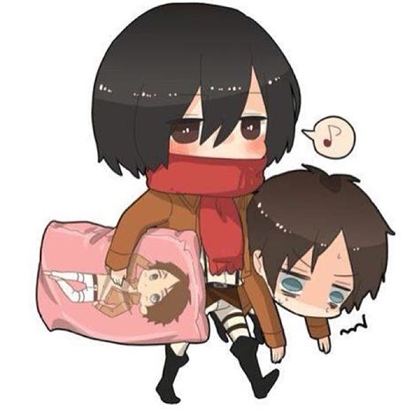 Chibi Eren And Mikasa