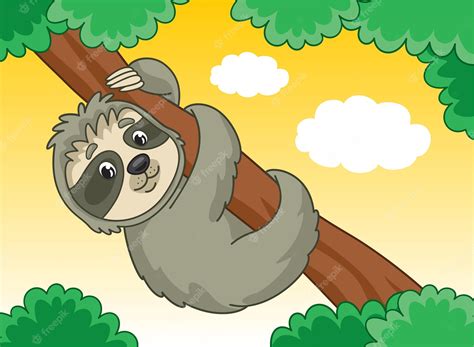 Premium Vector Sloth Bear On Tree