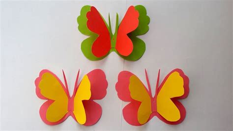 How To Make Easy And Simple Butterfly With Colour Paper Youtube