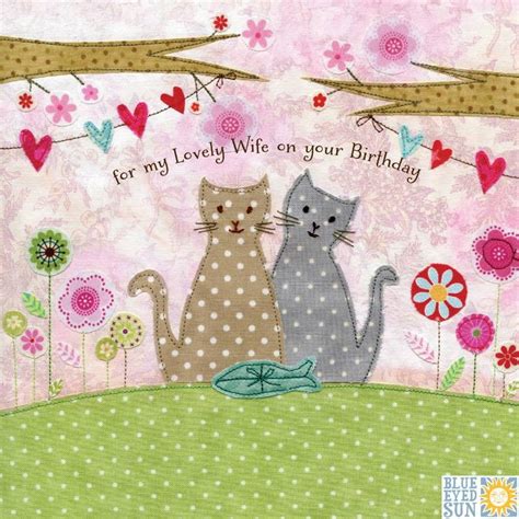 Birthday gifting ideas for wife who loves everything natural and organic. Cats & Present Lovely Wife Birthday Card - Karenza Paperie
