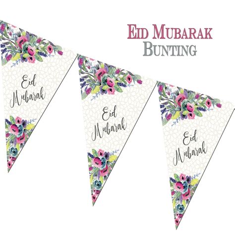 Eid mubarak may be said at the end of a fuller greeting. Eid Mubarak Bunting Flowers by Islamic Moments - Al Karim ...