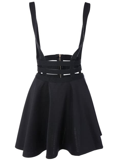 A Line Suspender Skirt Black Skirts Zaful