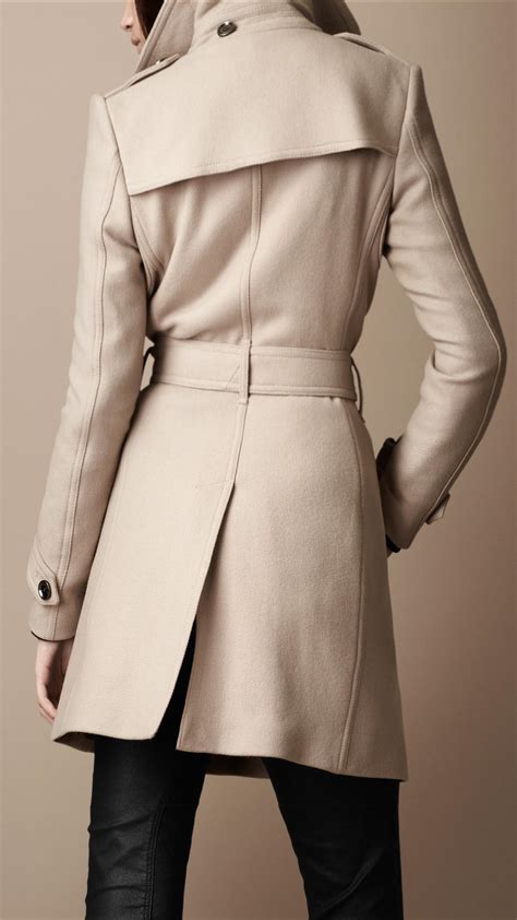 Burberry Brit Midlength Wool Twill Trench Coat In Natural Lyst