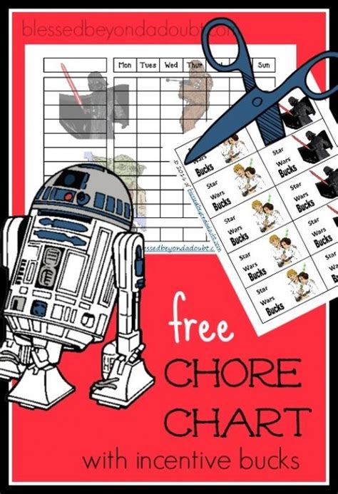 Free Star Wars Chore Charts With Incentive Bucks Chore Chart Chores