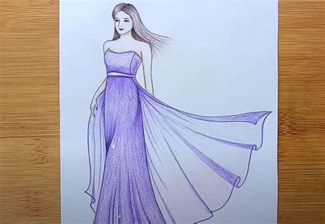 How To Draw A Girl With Beautiful Dress Step By Step Girl Drawing