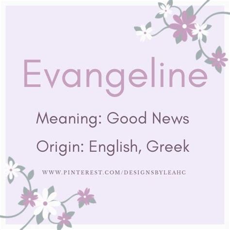 Baby Girl Name Evangeline Meaning Bearer Of Good News