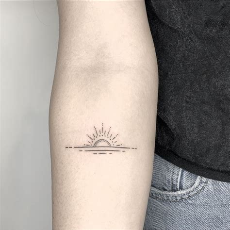 Sunset Line Work Tattoo By Britt Naami In San Francisco Sun Tattoos
