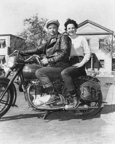 1954 the wild one marlon brando on triumph motorcycle movie poster bad boy gang. Marlon looking sharp! #vikingchapteramca #vcamca # ...