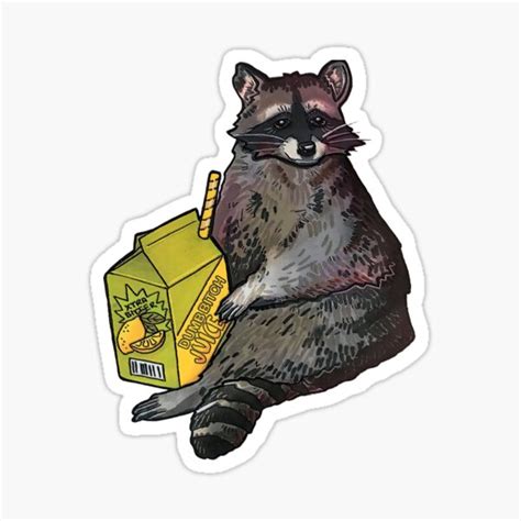 Dumb Bitch Juice Raccoon Raccoon Drinking A Juice Box Sticker Sticker For Sale By Tatjanameye