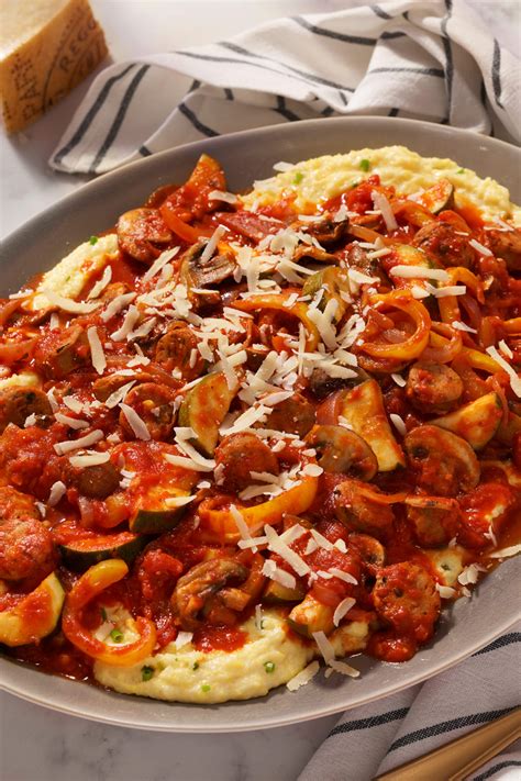 This is the american cheese of sausage: Parmesan Polenta with Chicken Sausage & Veggies | Bertolli
