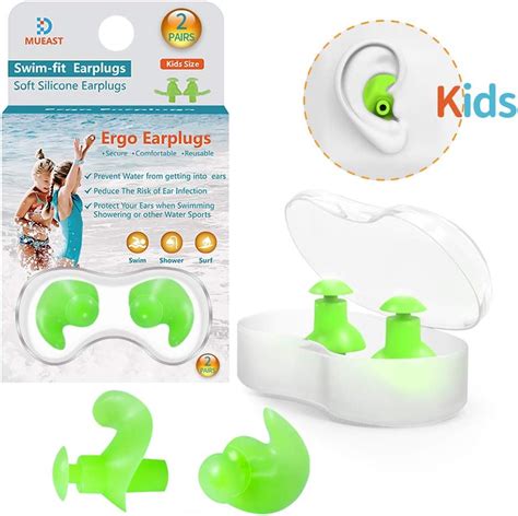 Upgraded Swimming Ear Plugs For Kids 2 Pairs Waterproof