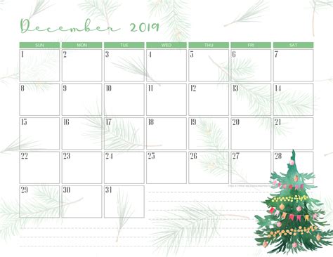 Free Printable December 2019 Calendar Pdf Printables And Inspirations
