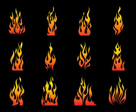 Burning Fire Flames Vector Set Vector Art And Graphics