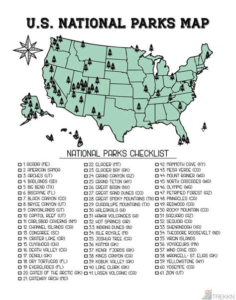 Experience The Majesty Of Us National Parks With Our Printable Map