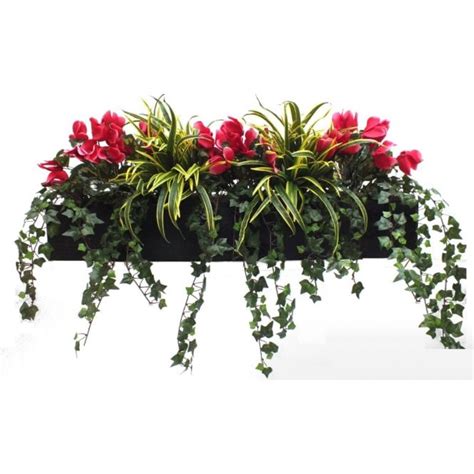 Artificial Cyclamen And Dracaena Window Box At Evergreen Direct