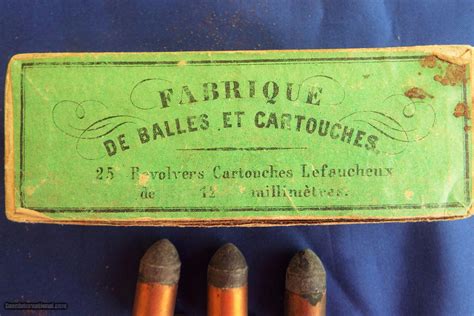 Vintage French 12 Mm Pinfire Cartridges Full Box 25 12mm