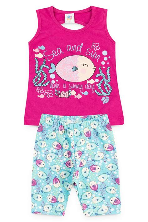 Conjunto Infantil Feminino Peixe Rosa