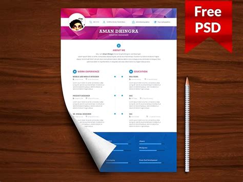 25 Modern And Wonderful Psd Resume Templates Free Download