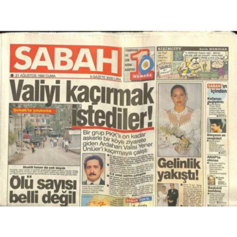 Gökçe Koleksiyon Sabah Gazetesi 21 Ağustos 1992 Hülya Fiyatı