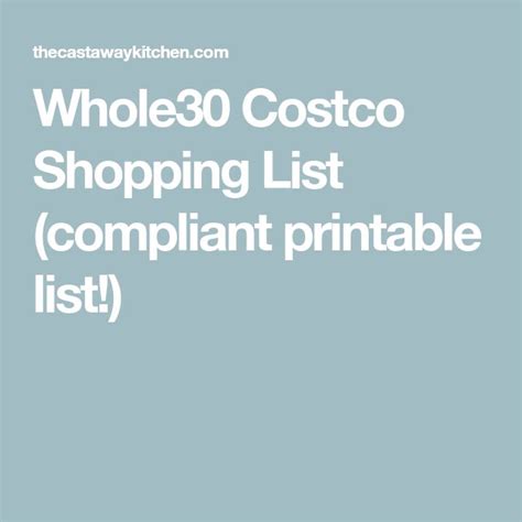 Whole Costco Shopping List Compliant Printable List Costco