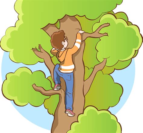 Tree Climbing Boy Vector Illustration 12576788 Vector Art At Vecteezy