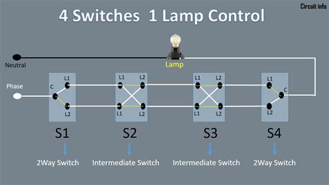 4 Switch 1 Light Connection Two Way Switch Intermediate Switch 3