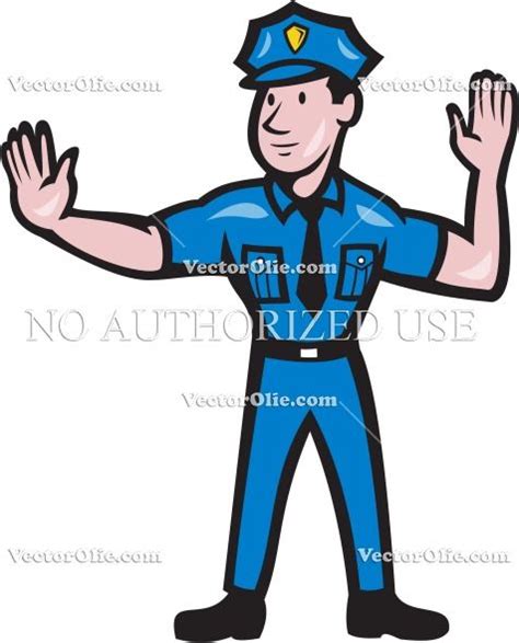 Cartoon Gesture Hand Illustration Isolated Law Enforcement Male
