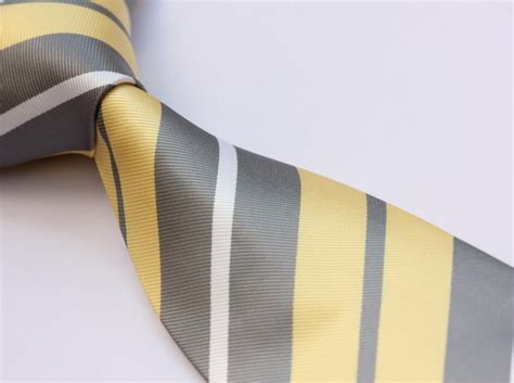 Ts Y C Yellow Gray Stripe Silk Classic Jacquard Woven Man Tie