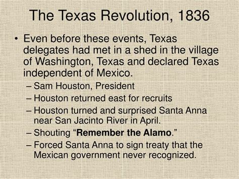 Ppt The Texas Revolution 1836 Powerpoint Presentation Free Download