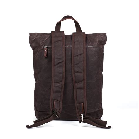 Waxed Canvas Backpack With Leather Accents Waterproof Canvas Travel