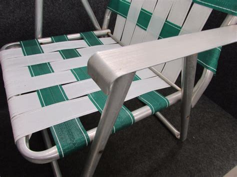 Aluminum Folding Webbed Lawn Chair Aluminum Arms Green White Ebay