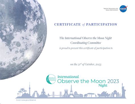 2023 International Observe The Moon Night Certificate Of Participation